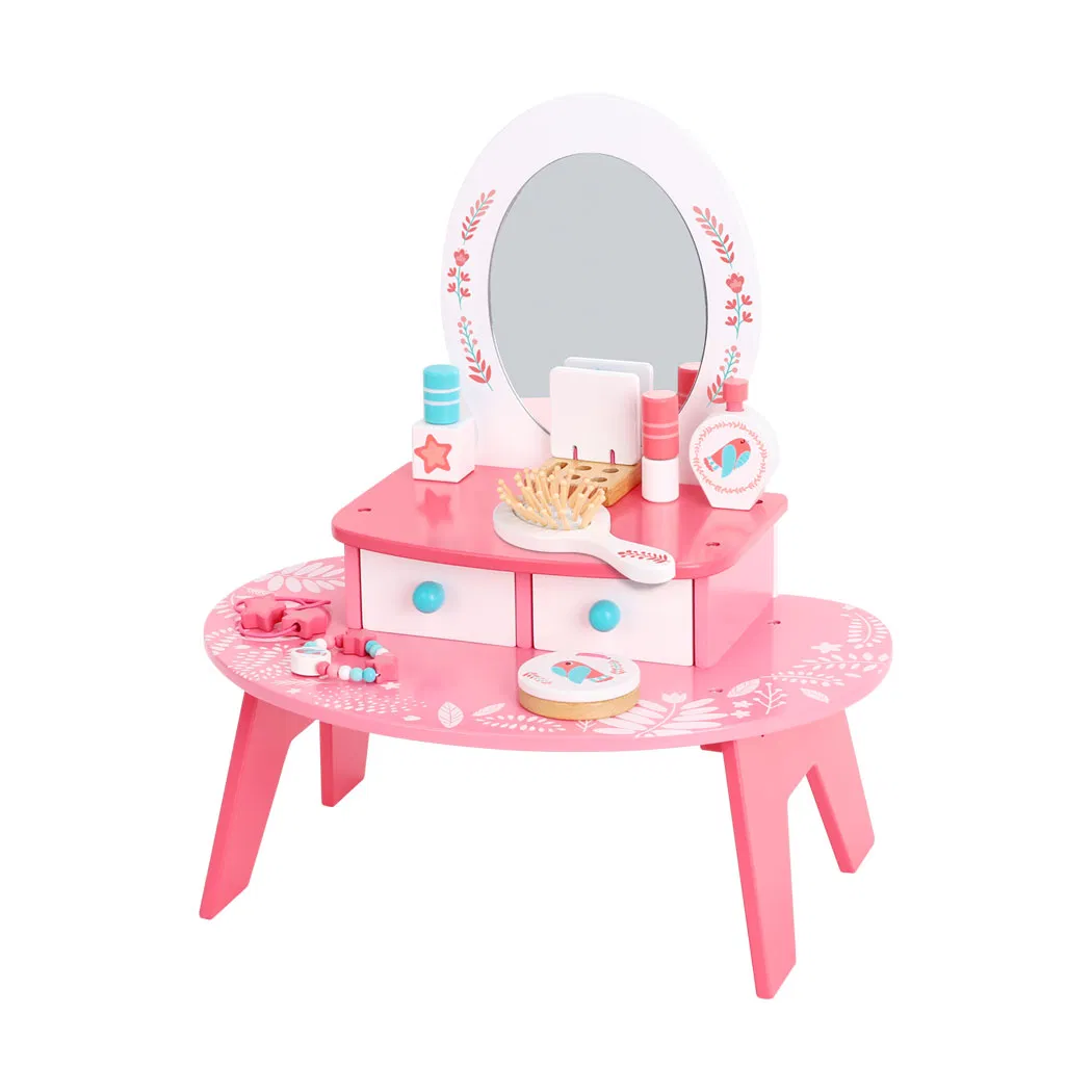 Charming Pretend Play in House Pink Wooden Dresser for Girls 3+