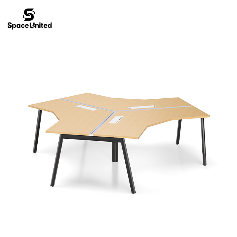 Spaceunited Modern Design 3 Person Workstation Collaborative Workspace 120 Degree Desk