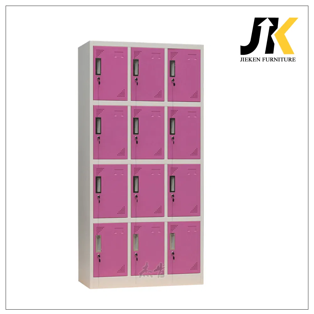 12 Door Colorful Lockable Storage Lockers Gym Dormitory School Steel Locker with Lock