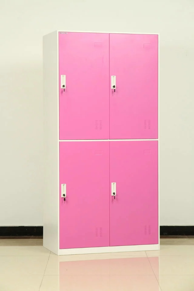 Factory Price Staff Dormitory Clothes Metal Storage Cupboard 4 Door Steel Locker Wardrobe