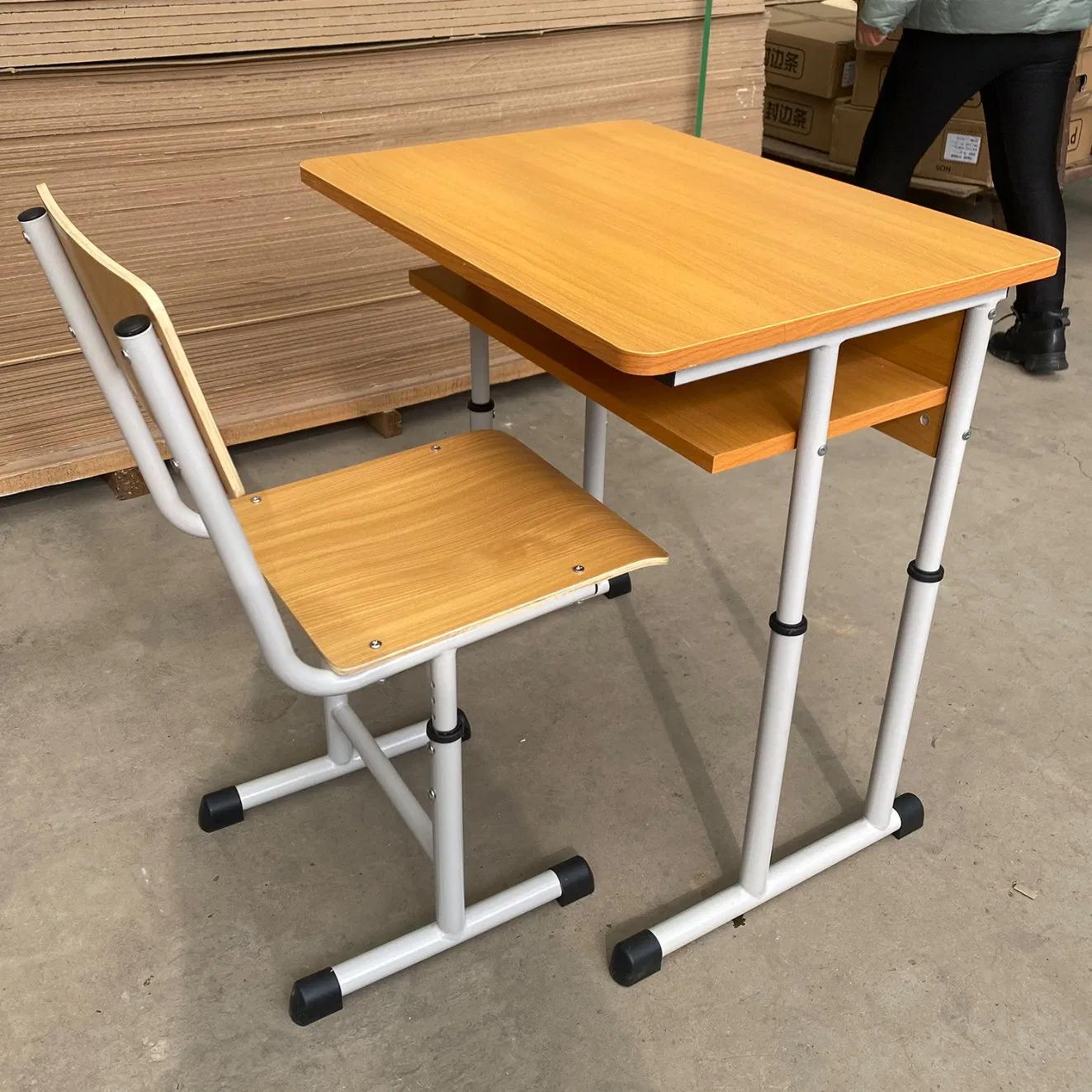 School Furniture Adjustable Height, Individual Student Bench with Seats Single Student Desks and Chairs