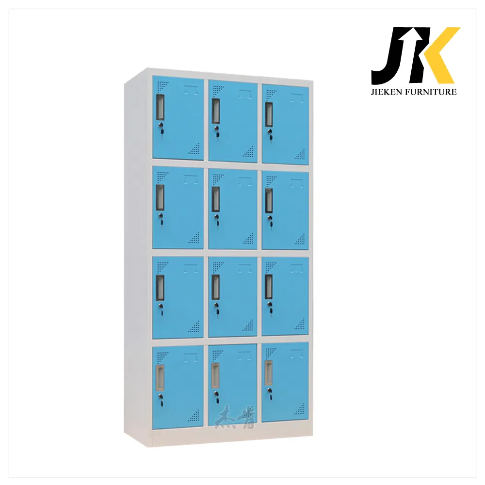 12 Door Colorful Lockable Storage Lockers Gym Dormitory School Steel Locker with Lock