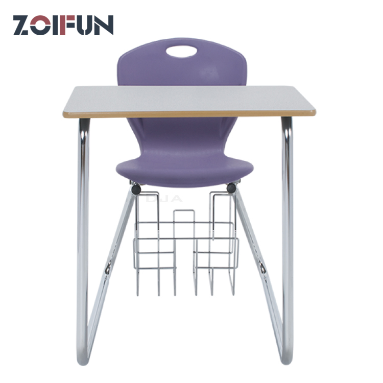 School Furniture Supplier Plating Single Student Desk and Chair Combo; Classroom Training Room Meeting Table Set