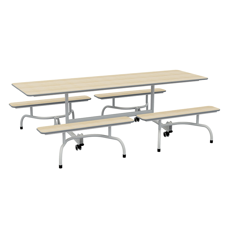 University Mobile Wooden Canteen Dining Table School Folding Canteen Table with Bench