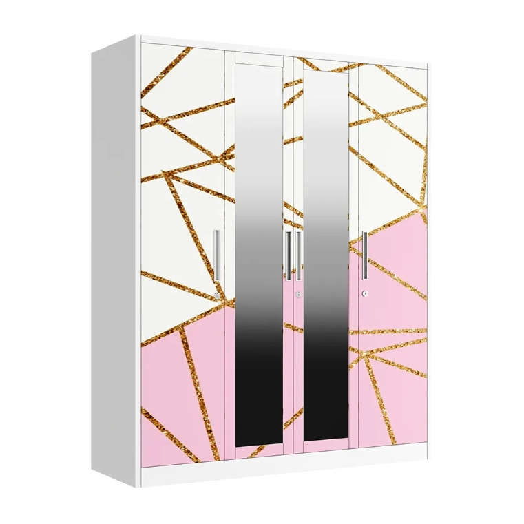 School Bedroom Dormitory Metal Decorative Steel Wardrobe Storage Locker with Mirror