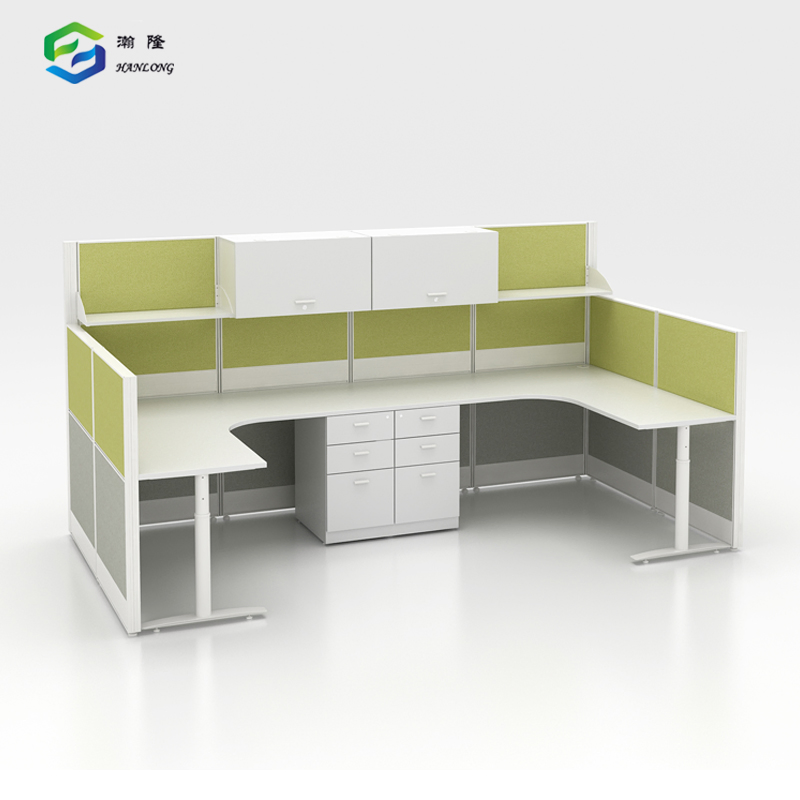 Collaborative Desk System Featuring L Shaped Workstations Office Partition