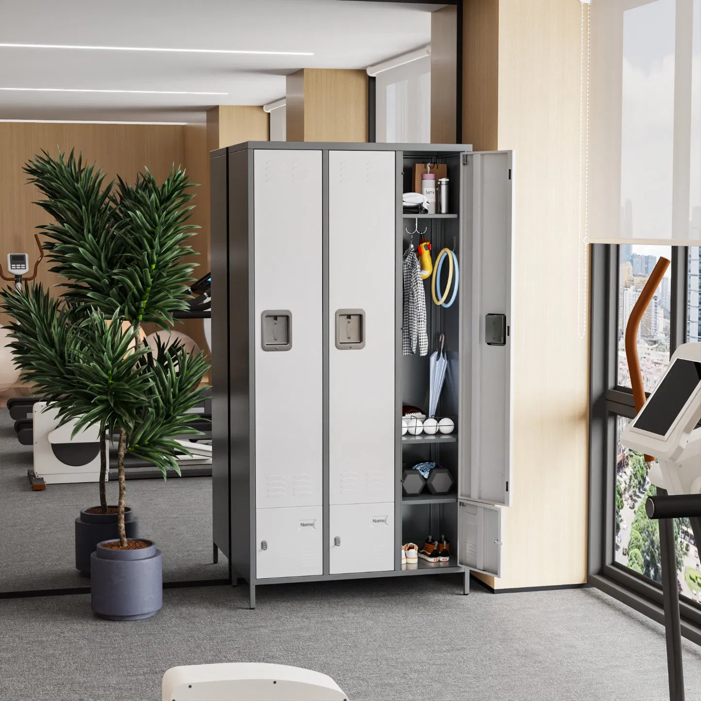 Gym Steel Locker Staff Dormitory Metal Storage Cabinet Living Room Metal Wardrobe