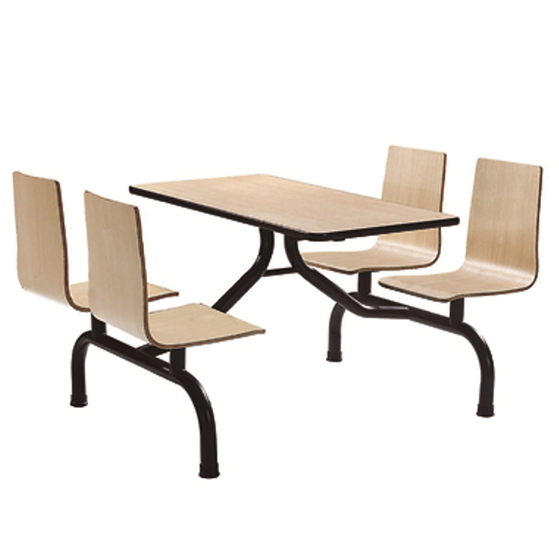 Cafeteria Restaurant 6/8 People Canteen Stainless Steel Dining Table and Stood Set