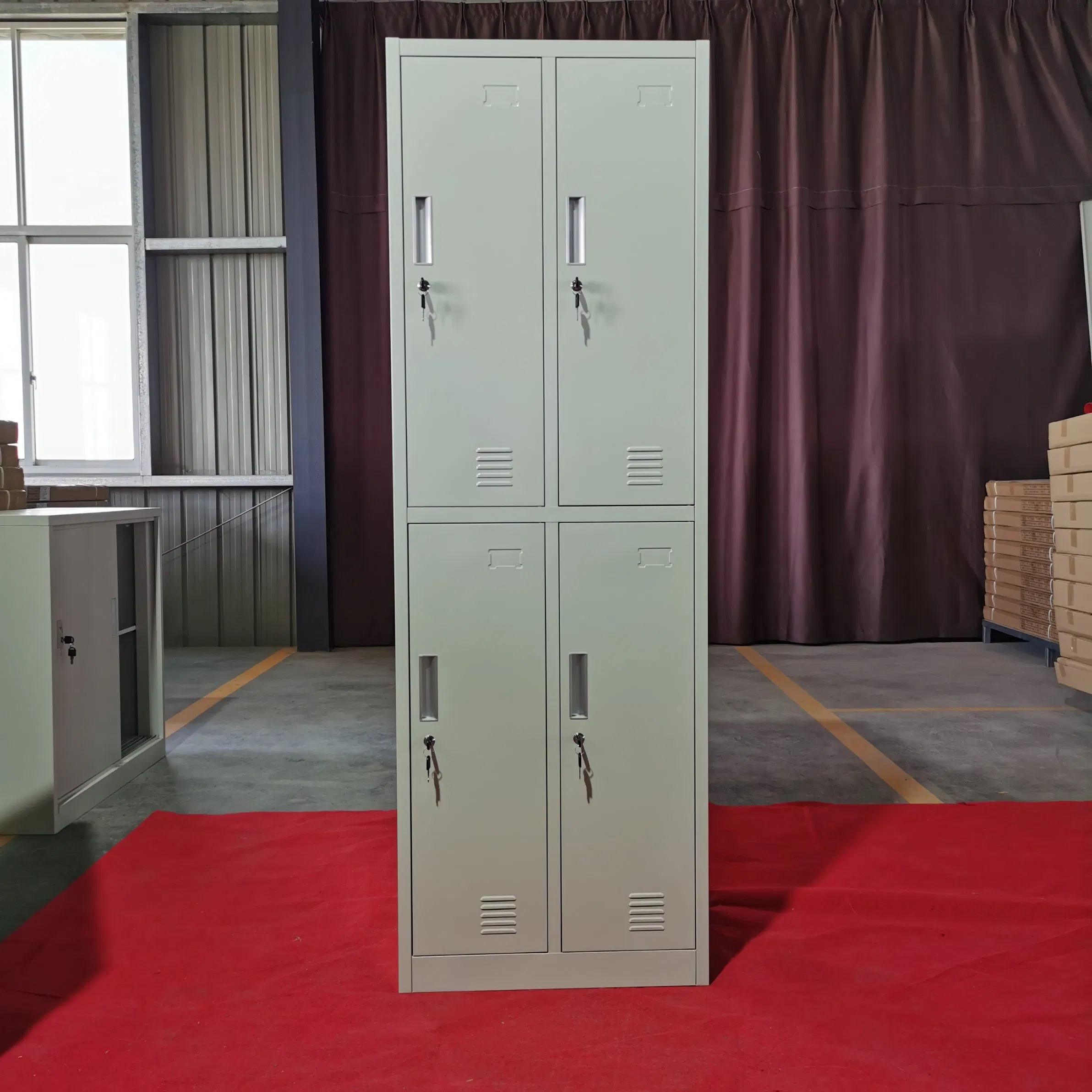 Customized Steel 4 Door Lockers Metal Gym Storage Wardrobe Lockers Iron Dormitory Compartment Locker