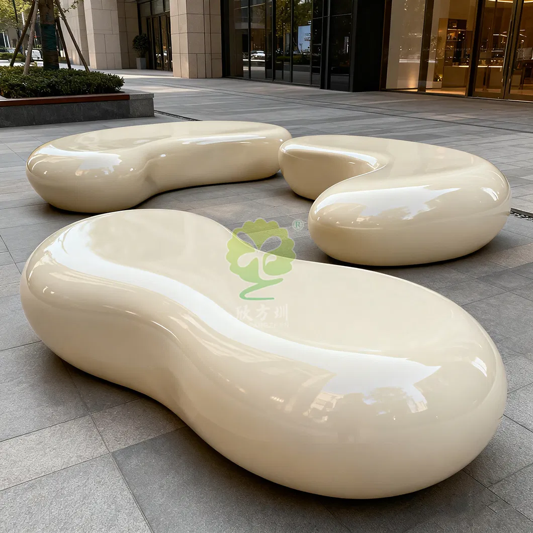 Customized Outdoor Landscape Park Fiberglass Cobblestone Bench Public Area Leisure Seating Manufacturer