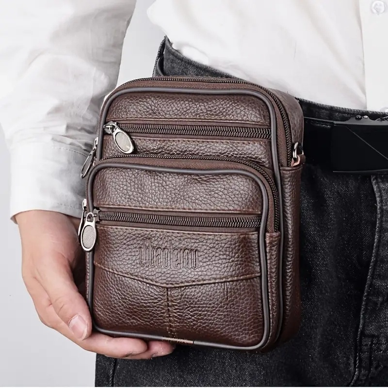 Men&amp;#39;s Genuine Leather Crossbody Bag Business Messenger Side Shoulder Bag Casual for Men Gifts
