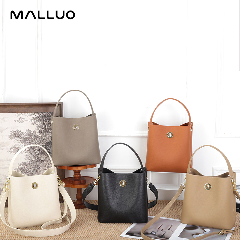 Luxury Designer Brand Women's Bucket Bag High-End Cow Leather Women's Handbag Simple High-End Leather Real Leather Ladies Bag
