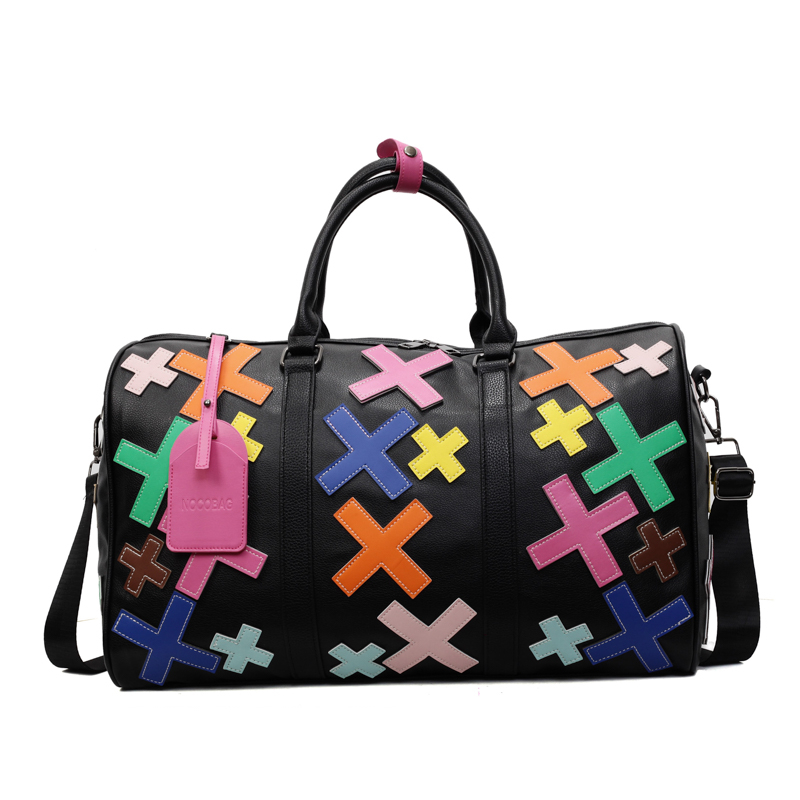 OEM ODM Sports Gym Waterproof Large Pu Leather Travel Duffel Bag Custom Patch logo Duffel Travel Bag for Men