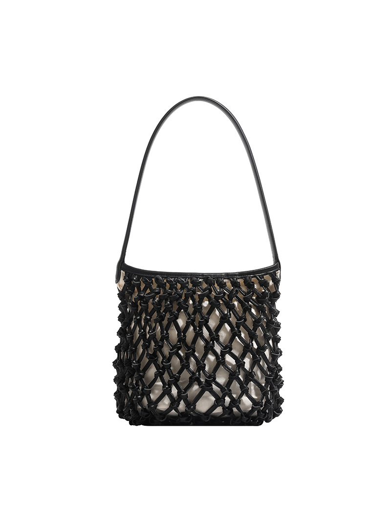2025 New Niche Casual Women's Summer Woven Bucket Tote Bag Handmade Straw with Cover Closure for Beach Travel for Lazy Holidays