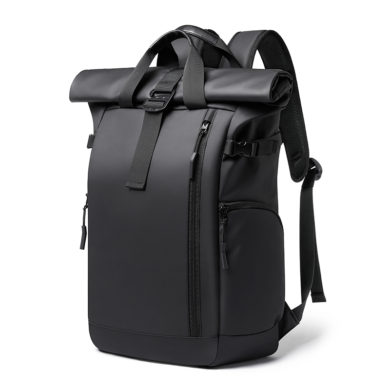 Ergonomic Unisex Black Nylon Business Travel Laptop Backpack 17-Inch Waterproof Design Polyester Lining Air Cushion Straps