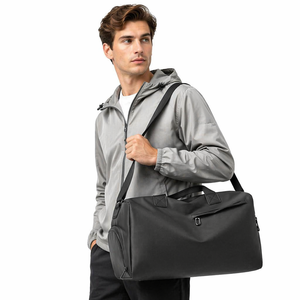 Large Capacity Gym Bag With Custom Logo Oxford Solid Color Travel Duffel For Fitness Gear Sports Featuring Shoulder Strap