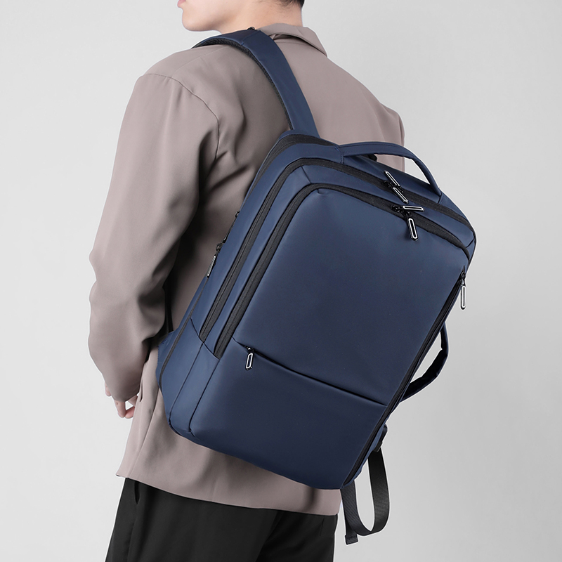 KABINU Factory Wholesale Custom Logo Expandable Men's Laptop Backpack, Waterproof PU Fabric USB Charging Business Backpack
