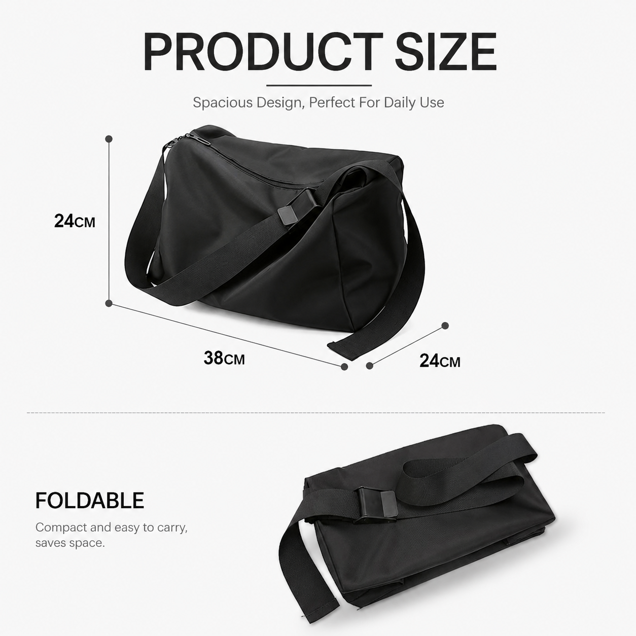 Men's Messenger Crossbody Shoulder Bag Large Sling Pack Waterproof Nylon Fashion Work Business Travel Satchel Purse