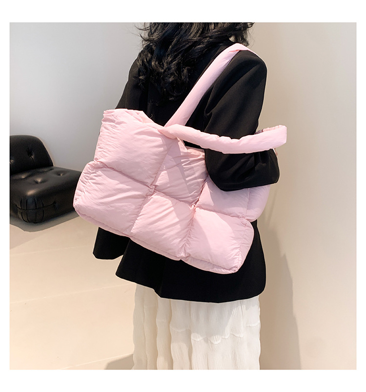 Women Satchel Bag Quilted Pleated Ladies Shopper Bag