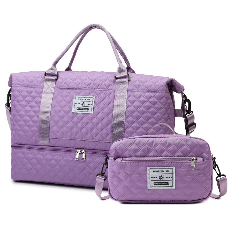 Large Capacity Weekender Travel Bag With Wet Pocket Shoes Compartment 2pcs Carry on Duffel Tote Bag Set With Small Handbag