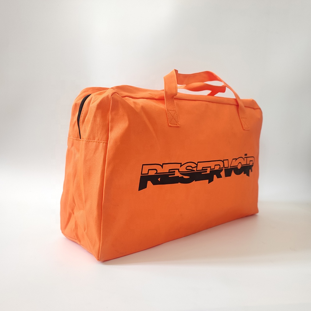 Custom Large Orange 420d 600d Polyester Oxford Tote Zipper Bag Gym Logo Printed Strong Storage Shopping Bag Letter Pattern