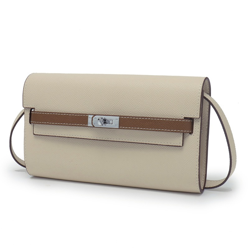 New Palm Grain Cowhide 22cm Long Clutch Shoulder Crossbody Mobile Phone Wallet Women's Bag