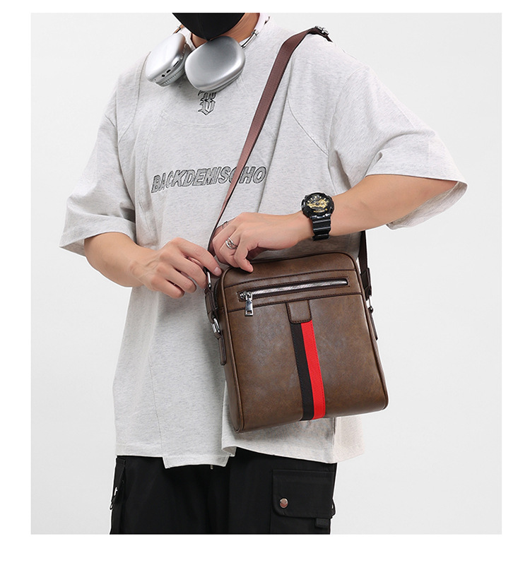 Large Capacity Classic Men's High-End Satchel Fashionable Business Crossbody Shoulder Bag and Messenger Bag Casual Style