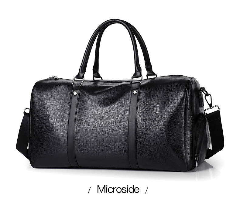 Customized Vegan Pebble Texture Leather Travel Weekender Overnight Duffel Bag
