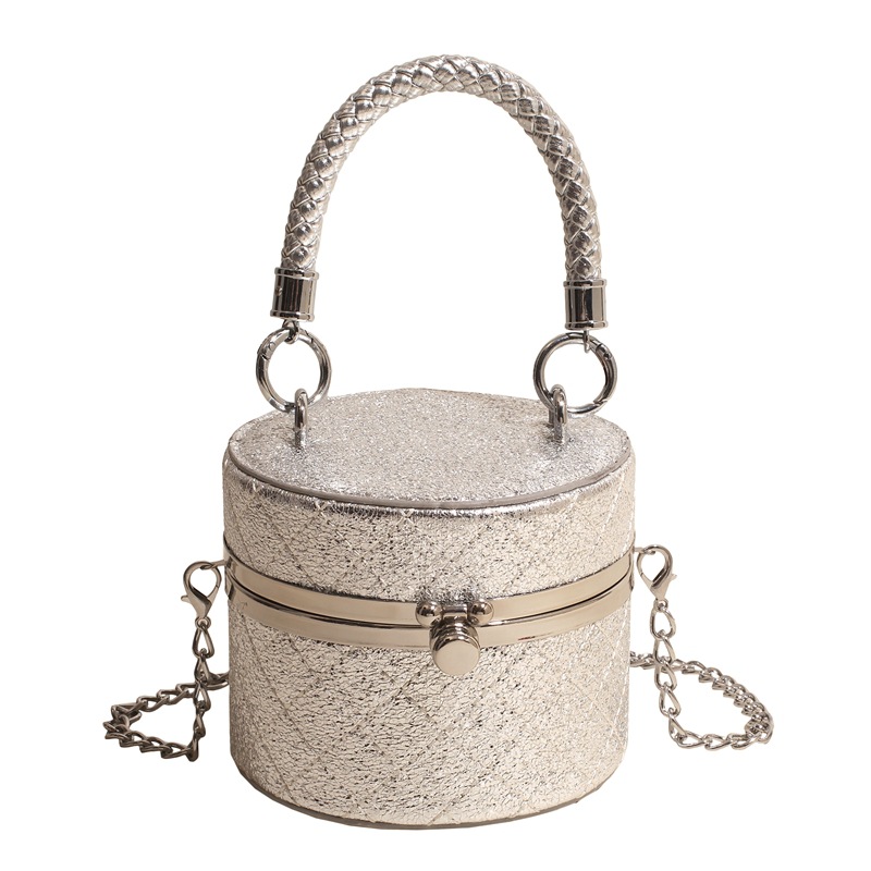 Fashion 2026 PU Chain Bucket Shoulder Bags Zipper Closure Classic Lady Bucket Handbag OEM ODM Service