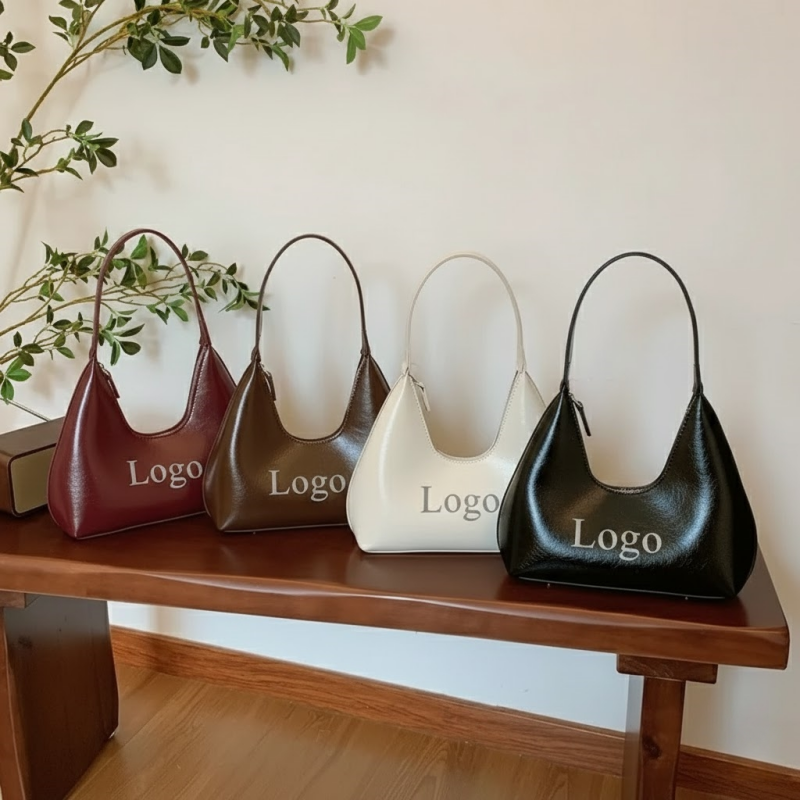 Women's Premium Genuine Leather Shoulder Bag Soft Material Hobo Handbag Custom Logo Support