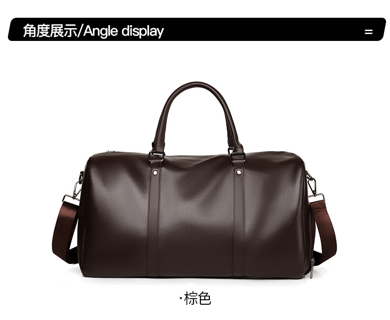 Customized Vegan Pebble Texture Leather Travel Weekender Overnight Duffel Bag