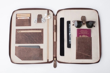 Luxury Custom PU Leather Briefcase for Women and Men Soft Travel Organizer Table Electronic Bag