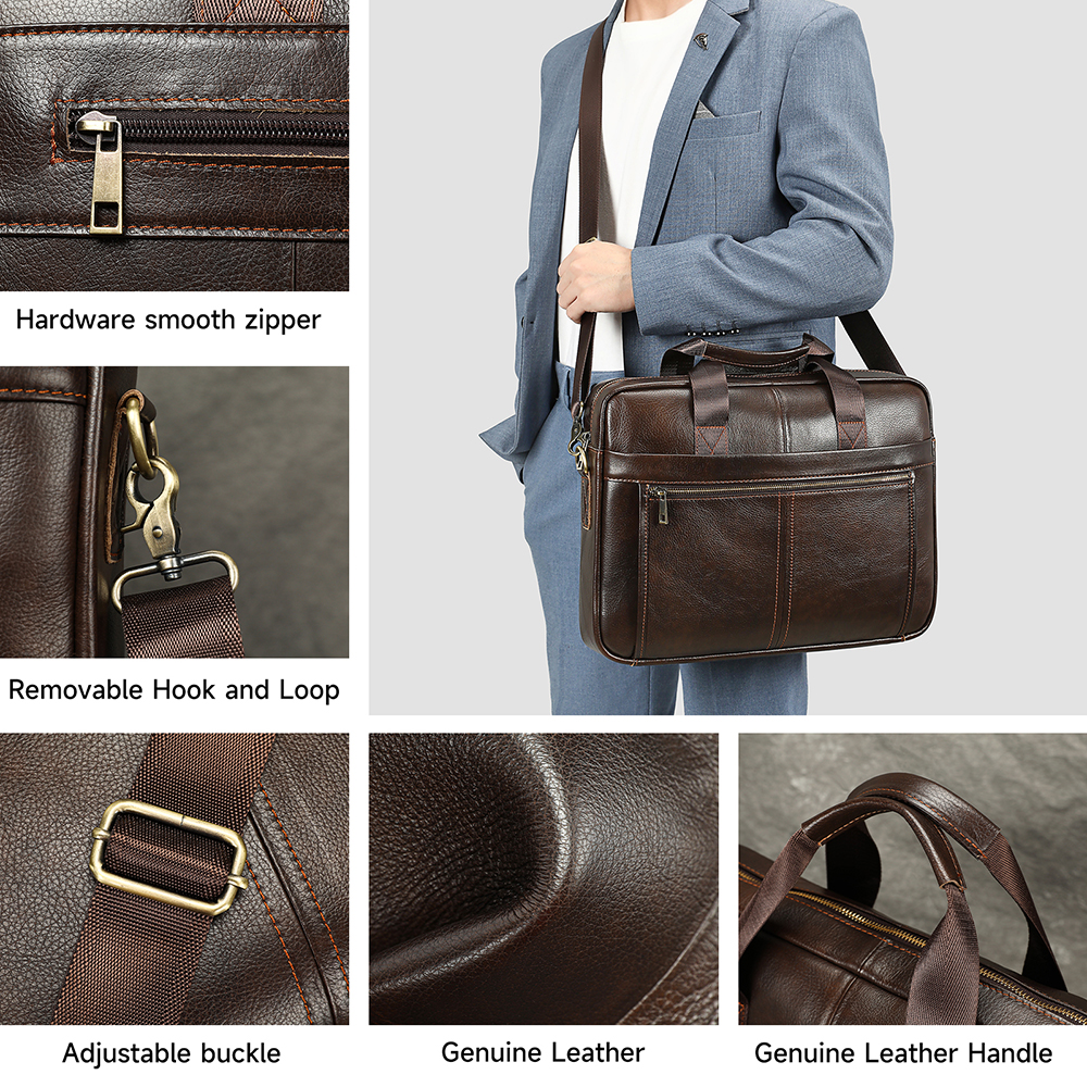 MARRANT Men Business Office Briefcase Leather 15 Inch Laptop Bag Leather Messenger Bag Genuine Leather Briefcase for Men