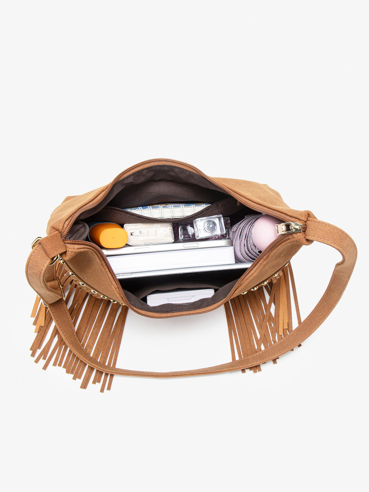 Jialing Retro Rivet Single Shoulder Crossbody Bag with Tassel Fashion Large Capacity Trendy Women Underarm Designer Brand Bag