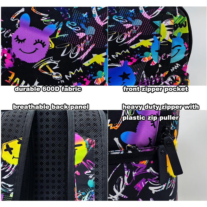 3d Printing Bookbag Personalized Recycled Polyester Graffiti Backpack Sports Travel School Bags with Laptop Pocket for Men Women