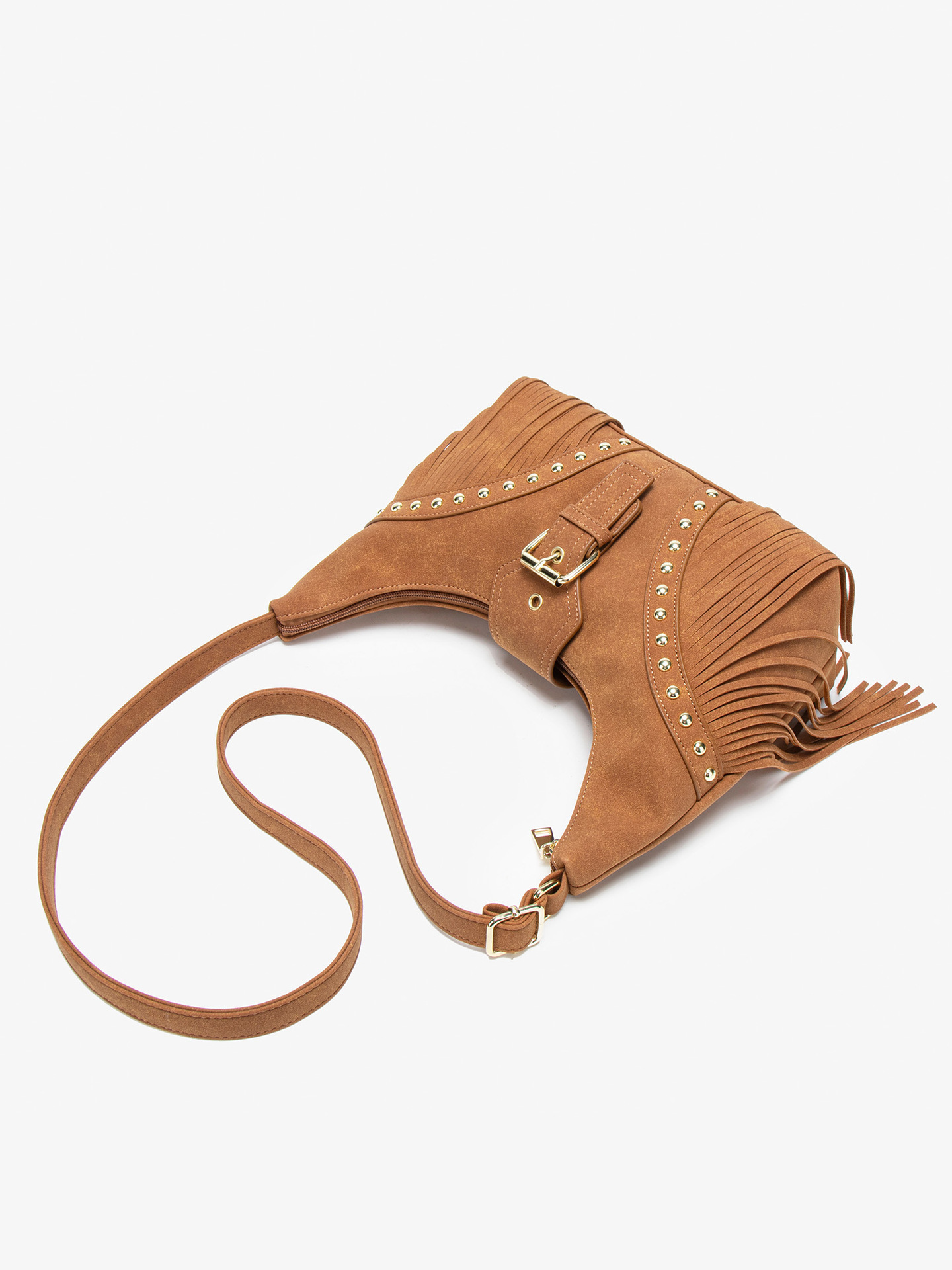 Jialing Retro Rivet Single Shoulder Crossbody Bag with Tassel Fashion Large Capacity Trendy Women Underarm Designer Brand Bag