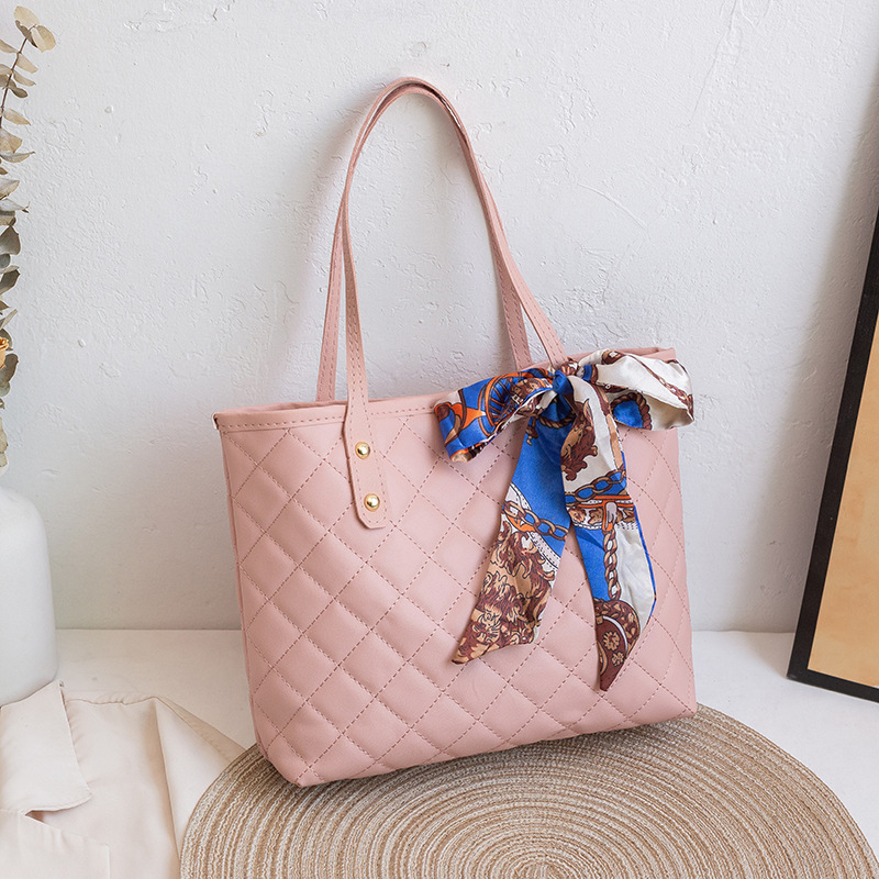 Women's Quilted Shoulder Bag - Waterproof PU Lightweight Crossbody Tote for Daily Travel Shopping