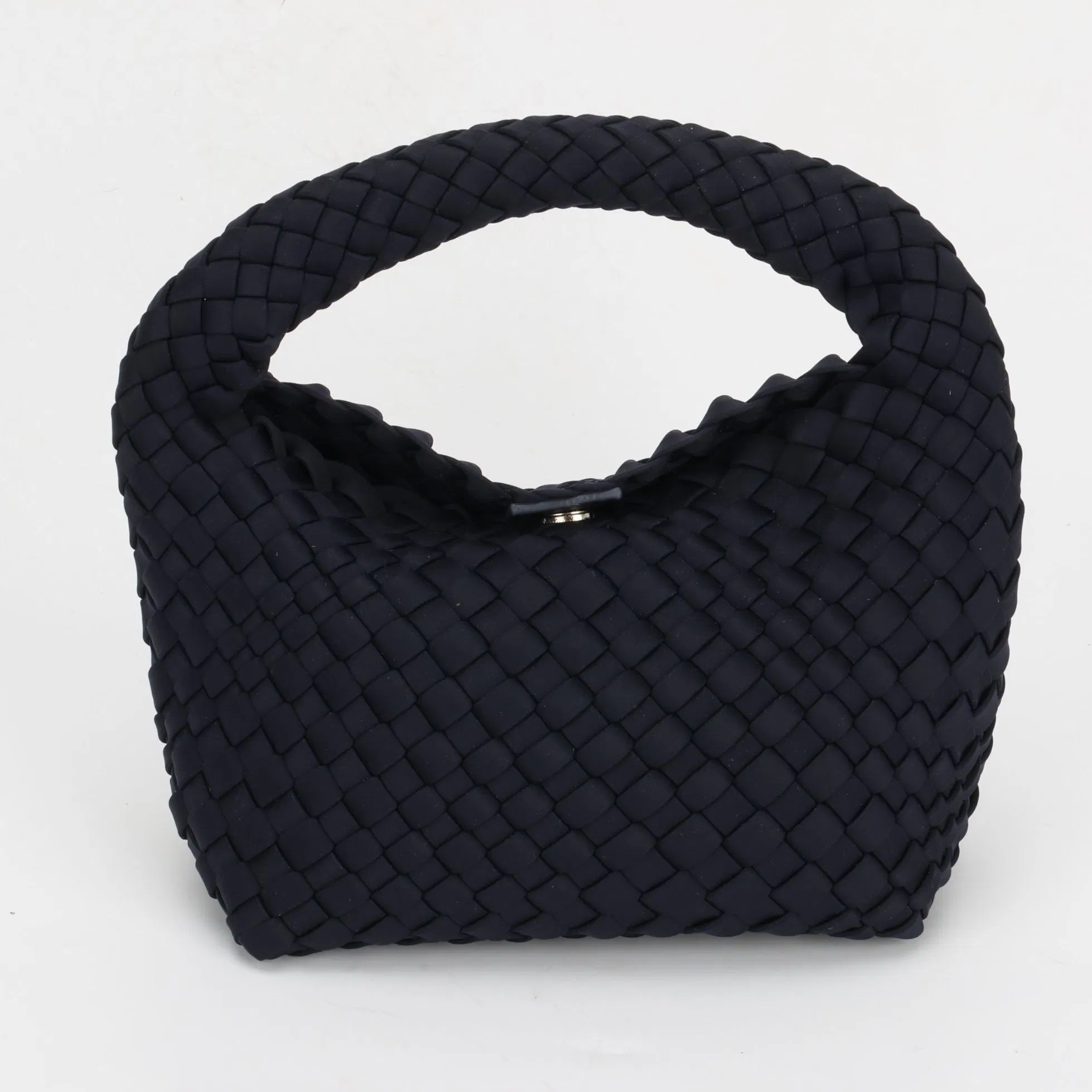 Storage Woven Navy Blue Buckle Handbag Fashion Square Clutch Bag for Ladies