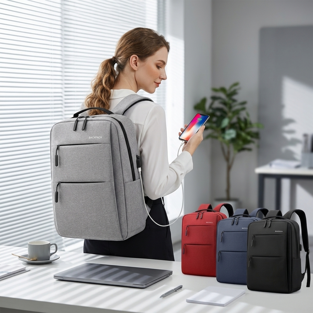 Custom Logo 15.6 Inch Waterproof Oxford Business Casual School Travel Laptop Backpack With USB Port Plain