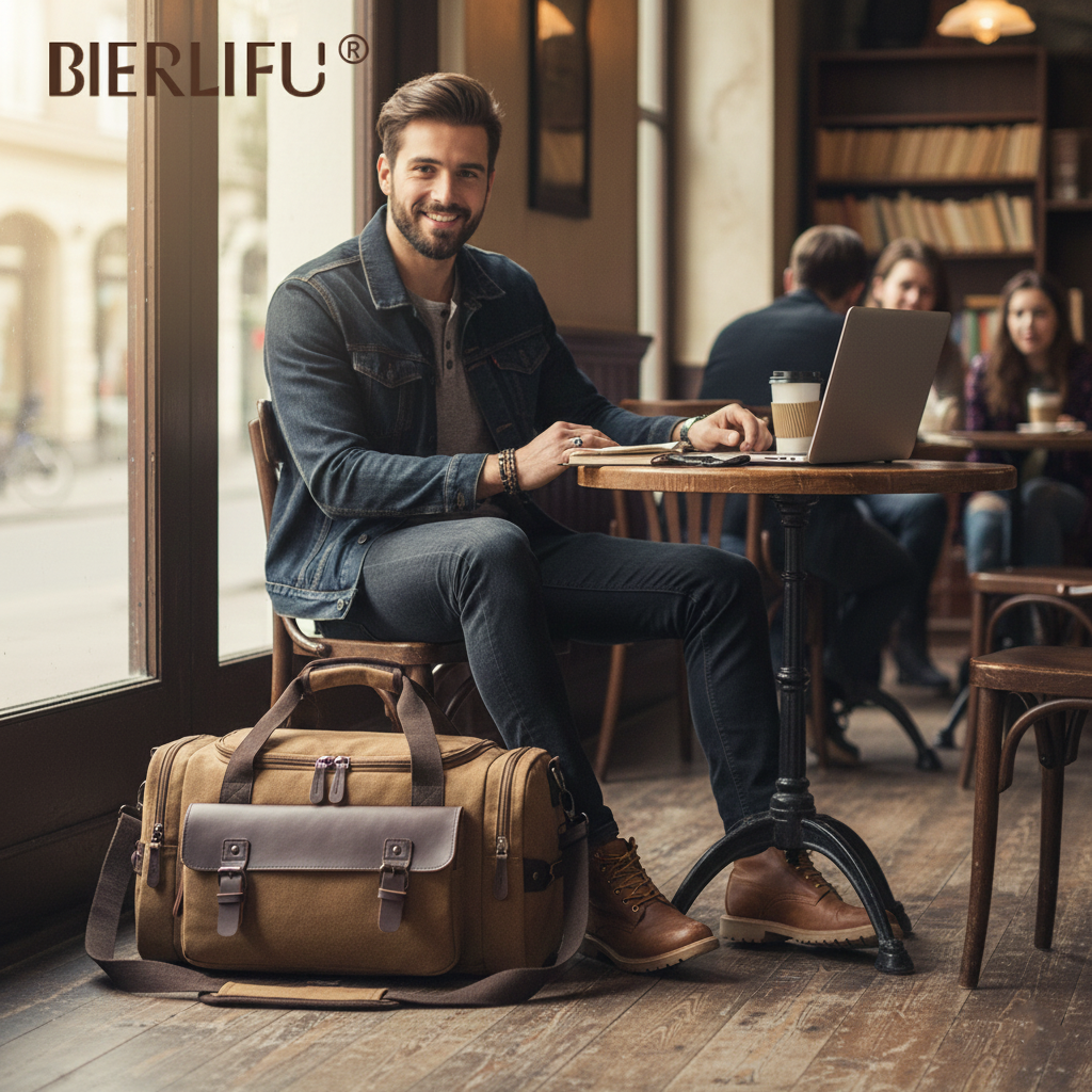 Fashion Outdoor Camping extra Large Men Carry Garment Travel Bags Overnight Pu Leather Canvas Travel Duffle Bag