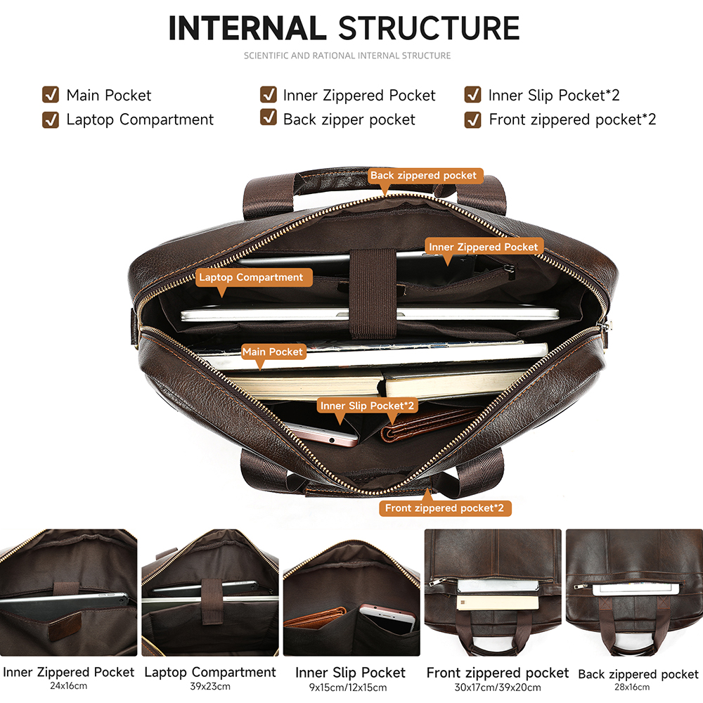 MARRANT Men Business Office Briefcase Leather 15 Inch Laptop Bag Leather Messenger Bag Genuine Leather Briefcase for Men
