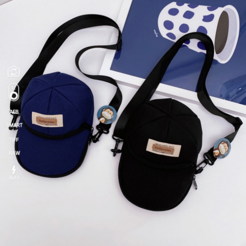 Summer Korean Ins Unisex Eco Friendly Nylon Crossbody Bag Niche Hat Style Single Shoulder Bag with Long Strap Zipper Phone Pouch
