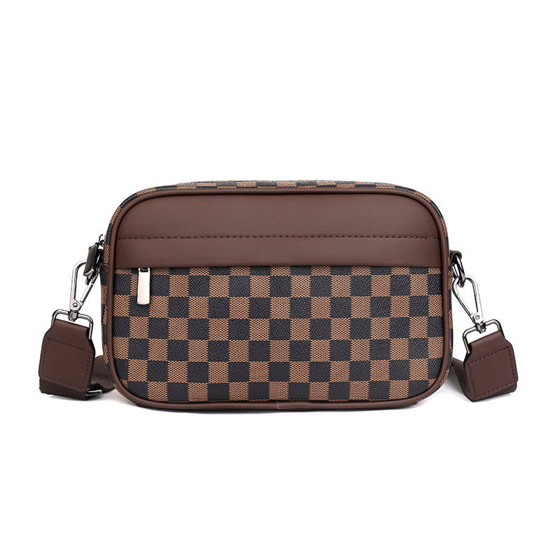New Trendy Vintage Factory Customized Large Capacity Casual Lightweight Business Woven PU Waterproof Durable Men's Crossbody Bag