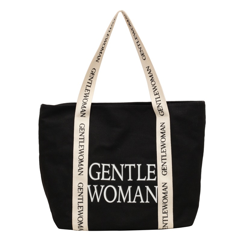 Customized High Quality Printed Logo on Handle Strap Shopping Thick Cotton Canvas Active Lifestyle Tote Bag for Gym