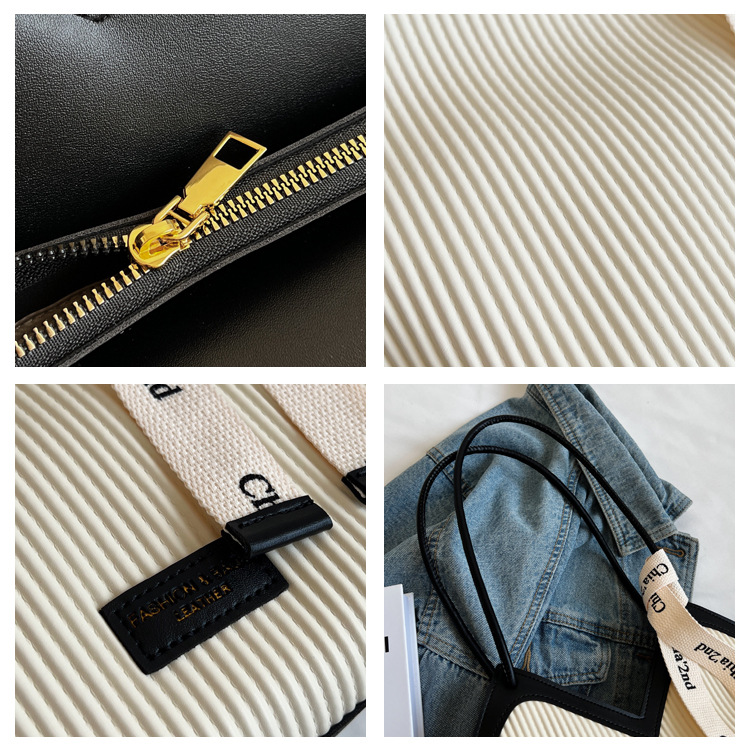 Women's Summer Fashion Large Capacity Tote Bags Solid Color Bucket Shoulder Handbags Two Handles Waterproof Chains Zipper