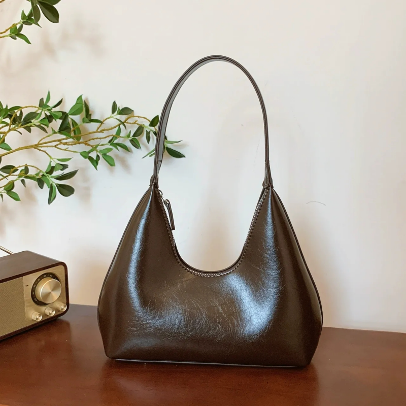 Women's Premium Genuine Leather Shoulder Bag Soft Material Hobo Handbag Custom Logo Support
