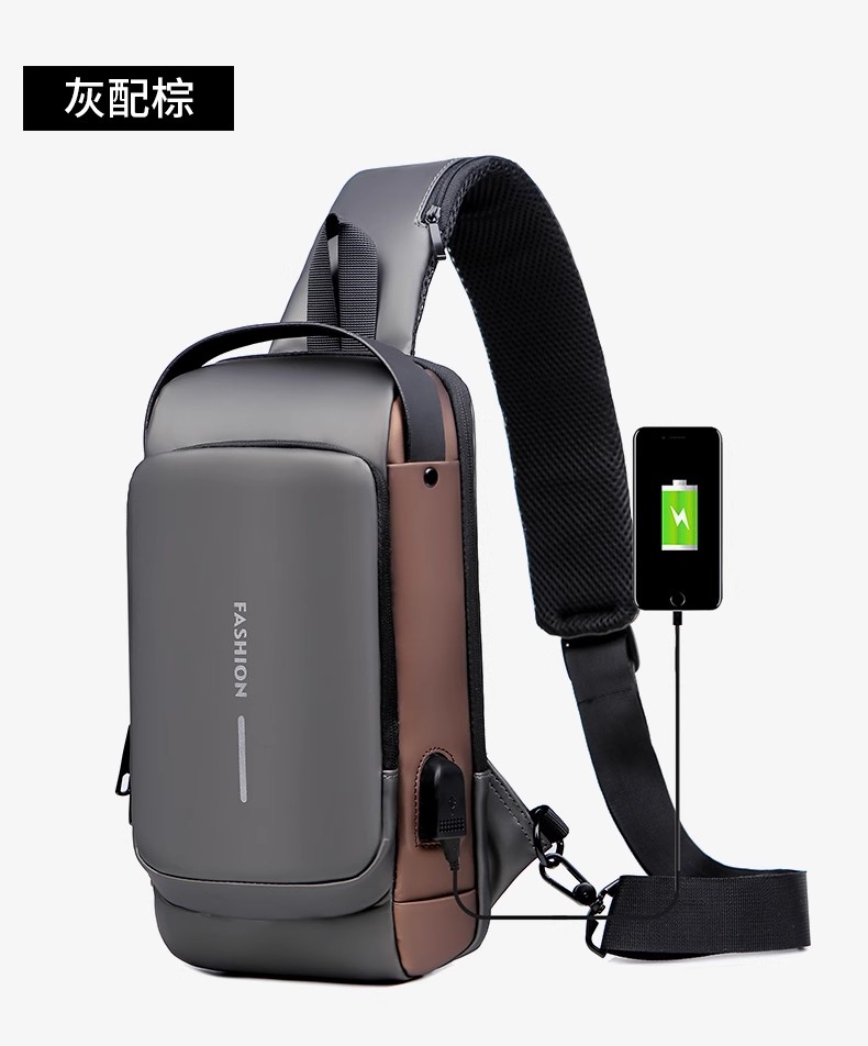 High Density England Style Crossbody Chest Bag with Usb Password Lock Anti-theft Shoulder Bag Sling Bag Waterproof Custom Logo