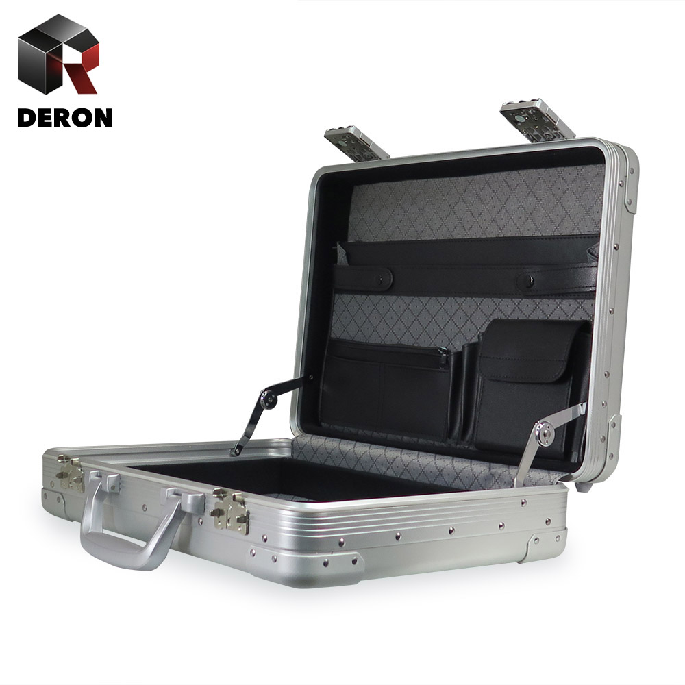 High Quality Large Size Classic Messenger Aluminum Briefcase Luxury Multi-Functional Work Business Bag TSA Lock New Hard Case