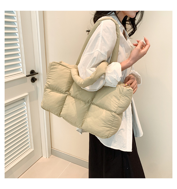 Women Satchel Bag Quilted Pleated Ladies Shopper Bag