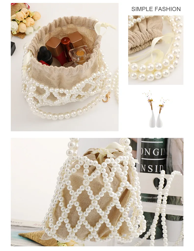 Cheap Women's Cloth Bag Handbag Evening Bag Pearl Mesh Ladies Dress Dinner Fashion Clutch Bag